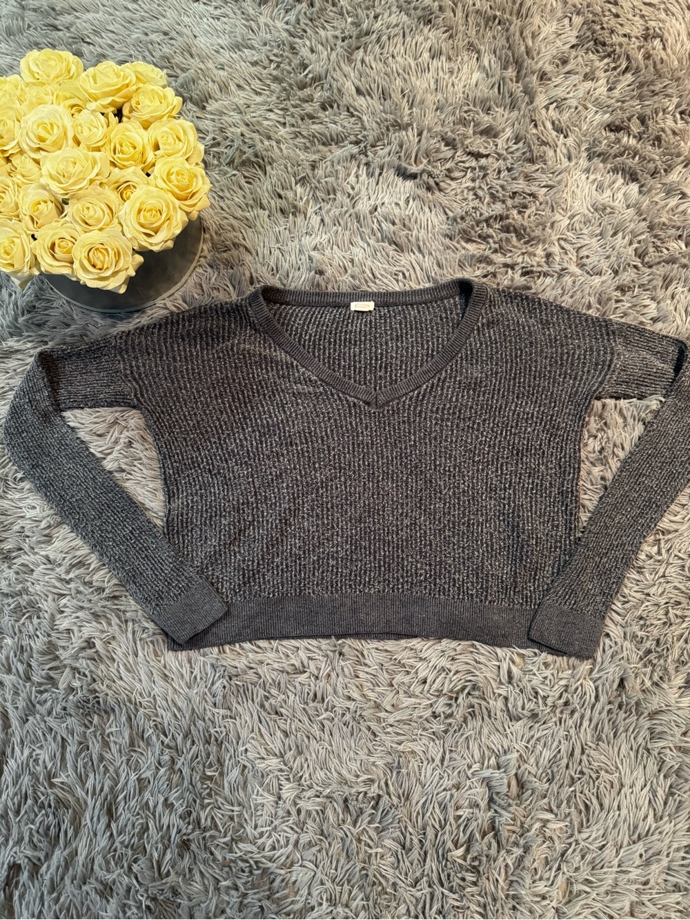 Garage Charcoal Gray V-Neck Sweater